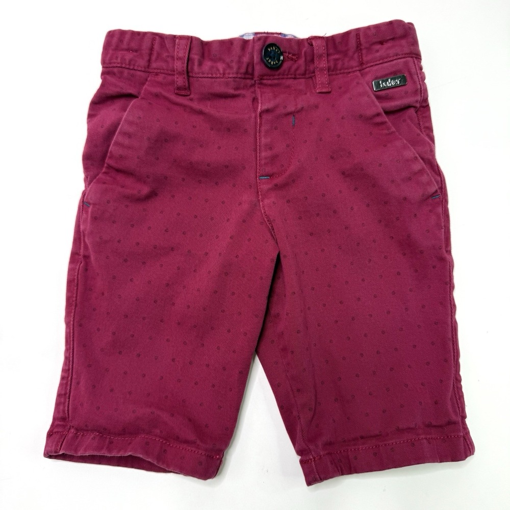 Baker by Ted Baker Toddler Boy Chino Burgundy Polka Dots Shorts Age‎ 2-3 Preppy